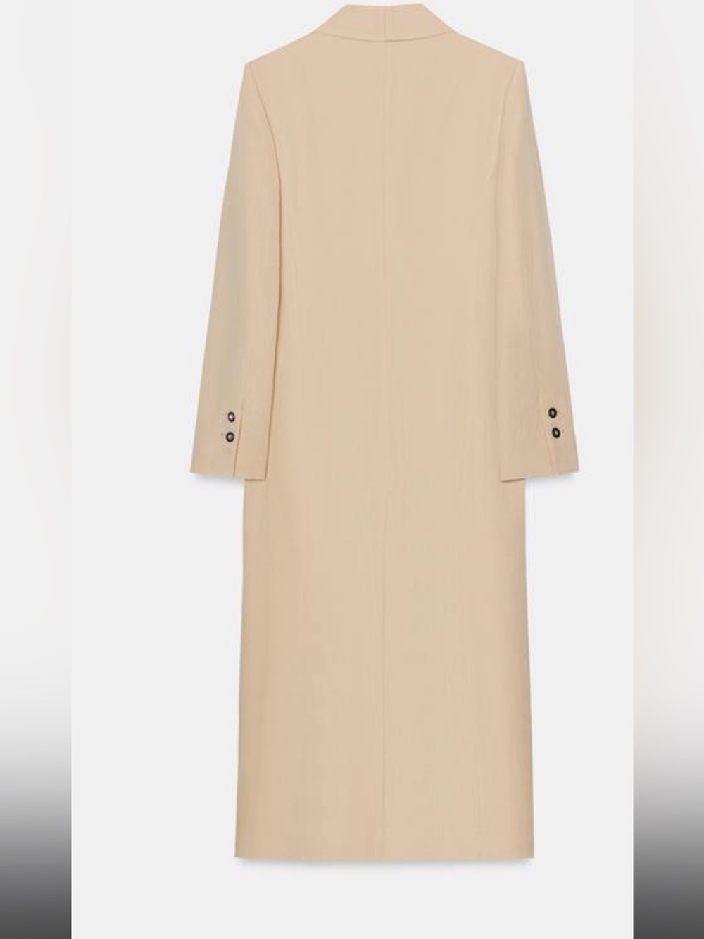 Zara Beige Double-Breasted Long Trench Coat - Picture 5 of 6